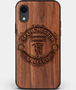 Custom Carved Wood Manchester United F.C. iPhone XR Case | Personalized Walnut Wood Manchester United F.C. Cover, Birthday Gift, Gifts For Him, Monogrammed Gift For Fan | by Engraved In Nature