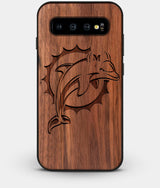 Best Custom Engraved Walnut Wood Miami Dolphins Galaxy S10 Plus Case - Engraved In Nature