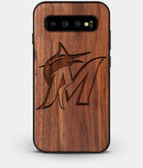 Best Custom Engraved Walnut Wood Miami Marlins Galaxy S10 Plus Case - Engraved In Nature