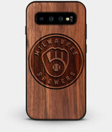 Best Custom Engraved Walnut Wood Milwaukee Brewers Galaxy S10 Plus Case - Engraved In Nature