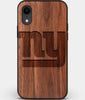 Custom Carved Wood New York Giants iPhone XR Case | Personalized Walnut Wood New York Giants Cover, Birthday Gift, Gifts For Him, Monogrammed Gift For Fan | by Engraved In Nature