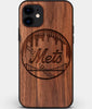Custom Carved Wood New York Mets iPhone 12 Mini Case | Personalized Walnut Wood New York Mets Cover, Birthday Gift, Gifts For Him, Monogrammed Gift For Fan | by Engraved In Nature