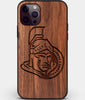 Custom Carved Wood Ottawa Senators iPhone 12 Pro Case | Personalized Walnut Wood Ottawa Senators Cover, Birthday Gift, Gifts For Him, Monogrammed Gift For Fan | by Engraved In Nature