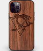 Custom Carved Wood Pittsburgh Penguins iPhone 12 Pro Case | Personalized Walnut Wood Pittsburgh Penguins Cover, Birthday Gift, Gifts For Him, Monogrammed Gift For Fan | by Engraved In Nature