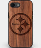 Best Custom Engraved Walnut Wood Pittsburgh Steelers iPhone SE Case - Engraved In Nature