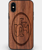 Custom Carved Wood San Francisco 49ers iPhone XS Max Case | Personalized Walnut Wood San Francisco 49ers Cover, Birthday Gift, Gifts For Him, Monogrammed Gift For Fan | by Engraved In Nature