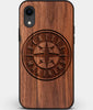Custom Carved Wood Seattle Mariners iPhone XR Case | Personalized Walnut Wood Seattle Mariners Cover, Birthday Gift, Gifts For Him, Monogrammed Gift For Fan | by Engraved In Nature