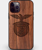 Custom Carved Wood S.L. Benfica iPhone 12 Pro Case | Personalized Walnut Wood S.L. Benfica Cover, Birthday Gift, Gifts For Him, Monogrammed Gift For Fan | by Engraved In Nature