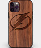 Custom Carved Wood Tampa Bay Lightning iPhone 11 Pro Max Case | Personalized Walnut Wood Tampa Bay Lightning Cover, Birthday Gift, Gifts For Him, Monogrammed Gift For Fan | by Engraved In Nature