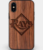 Custom Carved Wood Tampa Bay Rays iPhone XS Max Case | Personalized Walnut Wood Tampa Bay Rays Cover, Birthday Gift, Gifts For Him, Monogrammed Gift For Fan | by Engraved In Nature