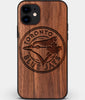 Custom Carved Wood Toronto Blue Jays iPhone 12 Mini Case | Personalized Walnut Wood Toronto Blue Jays Cover, Birthday Gift, Gifts For Him, Monogrammed Gift For Fan | by Engraved In Nature