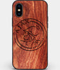 Custom Carved Wood AFC Ajax iPhone X/XS Case | Personalized Mahogany Wood AFC Ajax Cover, Birthday Gift, Gifts For Him, Monogrammed Gift For Fan | by Engraved In Nature
