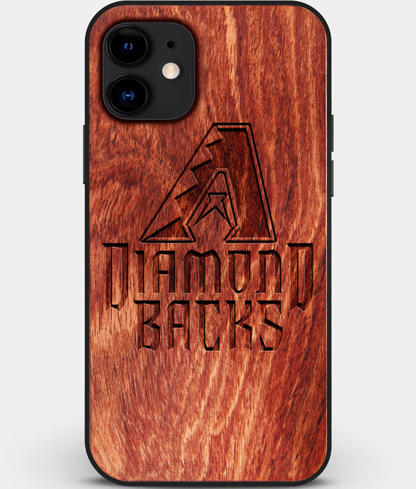 Custom Carved Wood Arizona Diamondbacks iPhone 12 Mini Case | Personalized Mahogany Wood Arizona Diamondbacks Cover, Birthday Gift, Gifts For Him, Monogrammed Gift For Fan | by Engraved In Nature