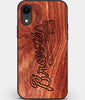 Custom Carved Wood Atlanta Braves iPhone XR Case | Personalized Mahogany Wood Atlanta Braves Cover, Birthday Gift, Gifts For Him, Monogrammed Gift For Fan | by Engraved In Nature