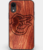 Custom Carved Wood Baltimore Orioles iPhone XR Case | Personalized Mahogany Wood Baltimore Orioles Cover, Birthday Gift, Gifts For Him, Monogrammed Gift For Fan | by Engraved In Nature