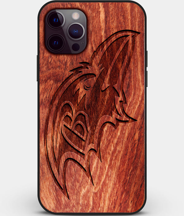Custom Carved Wood Baltimore Ravens iPhone 12 Pro Case | Personalized Mahogany Wood Baltimore Ravens Cover, Birthday Gift, Gifts For Him, Monogrammed Gift For Fan | by Engraved In Nature