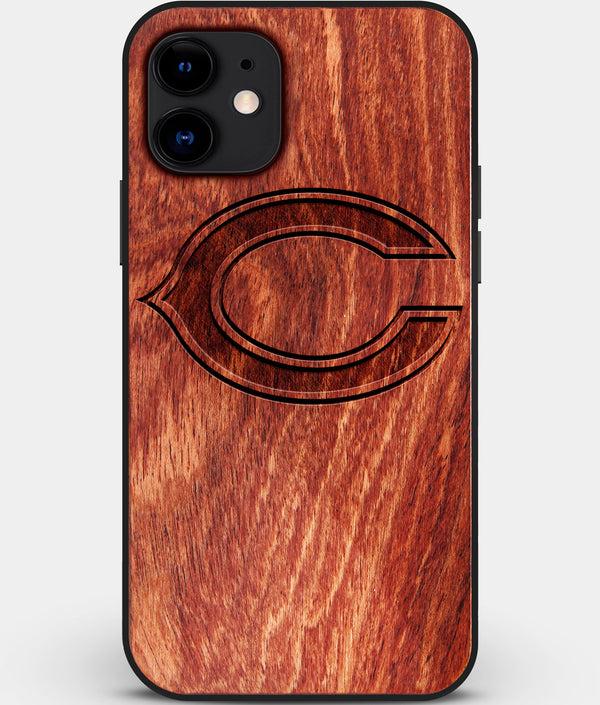 Custom Carved Wood Chicago Bears iPhone 11 Case | Personalized Mahogany Wood Chicago Bears Cover, Birthday Gift, Gifts For Him, Monogrammed Gift For Fan | by Engraved In Nature