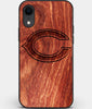 Custom Carved Wood Chicago Bears iPhone XR Case | Personalized Mahogany Wood Chicago Bears Cover, Birthday Gift, Gifts For Him, Monogrammed Gift For Fan | by Engraved In Nature