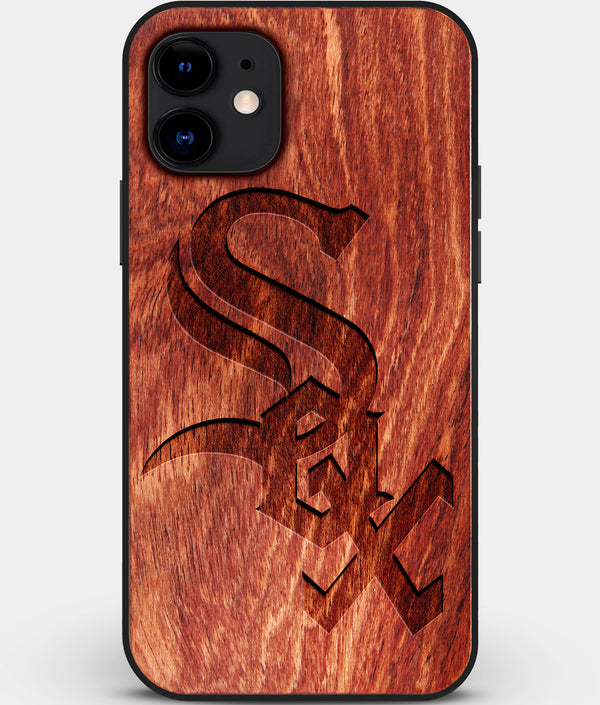 Custom Carved Wood Chicago White Sox iPhone 12 Mini Case | Personalized Mahogany Wood Chicago White Sox Cover, Birthday Gift, Gifts For Him, Monogrammed Gift For Fan | by Engraved In Nature
