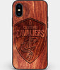 Custom Carved Wood Cleveland Cavaliers iPhone XS Max Case | Personalized Mahogany Wood Cleveland Cavaliers Cover, Birthday Gift, Gifts For Him, Monogrammed Gift For Fan | by Engraved In Nature