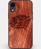 Custom Carved Wood Columbus Blue Jackets iPhone XR Case | Personalized Mahogany Wood Columbus Blue Jackets Cover, Birthday Gift, Gifts For Him, Monogrammed Gift For Fan | by Engraved In Nature