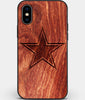 Custom Carved Wood Dallas Cowboys iPhone X/XS Case | Personalized Mahogany Wood Dallas Cowboys Cover, Birthday Gift, Gifts For Him, Monogrammed Gift For Fan | by Engraved In Nature