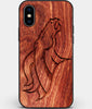 Custom Carved Wood Denver Broncos iPhone XS Max Case | Personalized Mahogany Wood Denver Broncos Cover, Birthday Gift, Gifts For Him, Monogrammed Gift For Fan | by Engraved In Nature