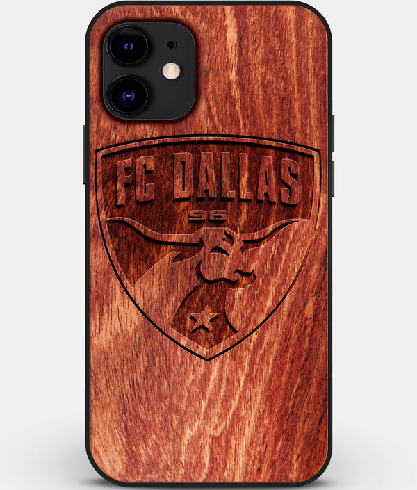 Custom Carved Wood FC Dallas iPhone 12 Mini Case | Personalized Mahogany Wood FC Dallas Cover, Birthday Gift, Gifts For Him, Monogrammed Gift For Fan | by Engraved In Nature