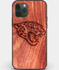 Custom Carved Wood Jacksonville Jaguars iPhone 11 Pro Case | Personalized Mahogany Wood Jacksonville Jaguars Cover, Birthday Gift, Gifts For Him, Monogrammed Gift For Fan | by Engraved In Nature