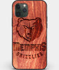 Custom Carved Wood Memphis Grizzlies iPhone 11 Pro Max Case | Personalized Mahogany Wood Memphis Grizzlies Cover, Birthday Gift, Gifts For Him, Monogrammed Gift For Fan | by Engraved In Nature
