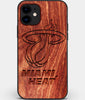 Custom Carved Wood Miami Heat iPhone 11 Case | Personalized Mahogany Wood Miami Heat Cover, Birthday Gift, Gifts For Him, Monogrammed Gift For Fan | by Engraved In Nature