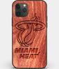 Custom Carved Wood Miami Heat iPhone 11 Pro Max Case | Personalized Mahogany Wood Miami Heat Cover, Birthday Gift, Gifts For Him, Monogrammed Gift For Fan | by Engraved In Nature