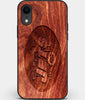 Custom Carved Wood New York Jets iPhone XR Case | Personalized Mahogany Wood New York Jets Cover, Birthday Gift, Gifts For Him, Monogrammed Gift For Fan | by Engraved In Nature
