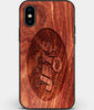Custom Carved Wood New York Jets iPhone XS Max Case | Personalized Mahogany Wood New York Jets Cover, Birthday Gift, Gifts For Him, Monogrammed Gift For Fan | by Engraved In Nature