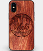 Custom Carved Wood New York Mets iPhone XS Max Case | Personalized Mahogany Wood New York Mets Cover, Birthday Gift, Gifts For Him, Monogrammed Gift For Fan | by Engraved In Nature