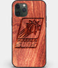 Custom Carved Wood Phoenix Suns iPhone 11 Pro Max Case | Personalized Mahogany Wood Phoenix Suns Cover, Birthday Gift, Gifts For Him, Monogrammed Gift For Fan | by Engraved In Nature
