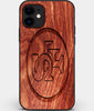 Custom Carved Wood San Francisco 49ers iPhone 11 Case | Personalized Mahogany Wood San Francisco 49ers Cover, Birthday Gift, Gifts For Him, Monogrammed Gift For Fan | by Engraved In Nature