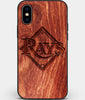 Custom Carved Wood Tampa Bay Rays iPhone XS Max Case | Personalized Mahogany Wood Tampa Bay Rays Cover, Birthday Gift, Gifts For Him, Monogrammed Gift For Fan | by Engraved In Nature
