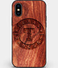 Custom Carved Wood Texas Rangers iPhone XS Max Case | Personalized Mahogany Wood Texas Rangers Cover, Birthday Gift, Gifts For Him, Monogrammed Gift For Fan | by Engraved In Nature