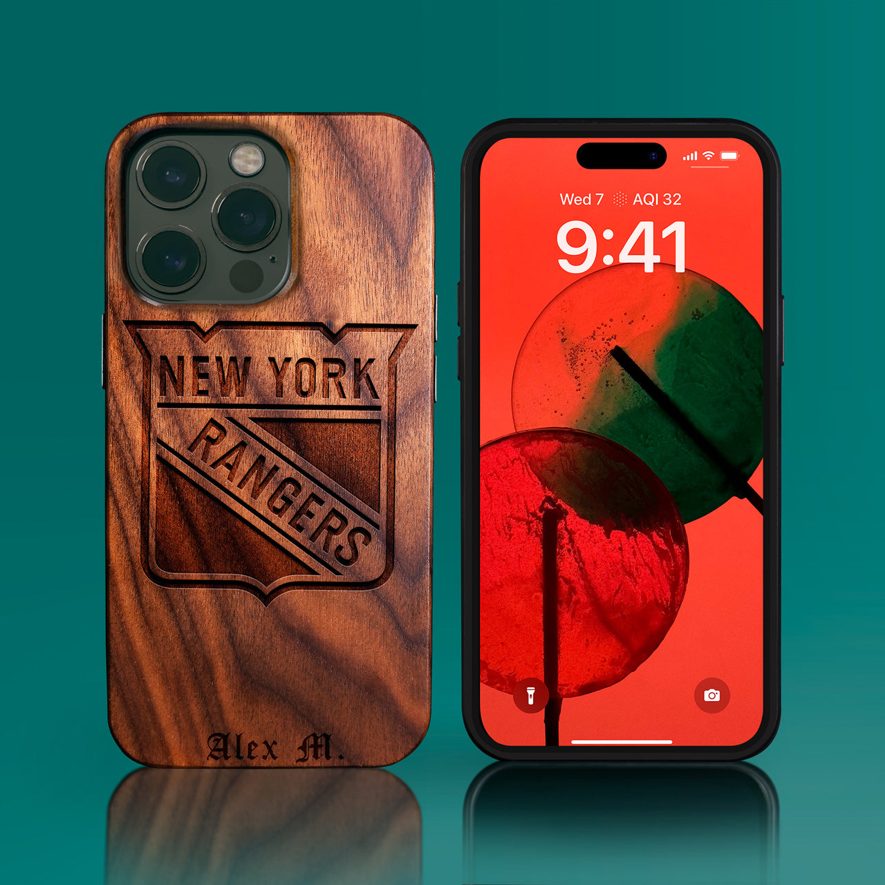 Custom New York Rangers iPhone 14/14 Pro/14 Pro Max/14 Plus Case - Carved Wood Rangers Cover