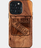 Custom New York Rangers iPhone 15/15 Pro/15 Pro Max/15 Plus Case - Wood Rangers Cover - Eco-friendly New York Rangers iPhone 15 Case - Carved Wood Custom New York Rangers Gift For Him - Monogrammed Personalized iPhone 15 Cover By Engraved In Nature