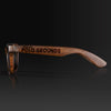 Pola Grounds New York Wood Sunglasses with custom engraving. Custom Pola Grounds New York Gifts For Men - Sustainable Pola Grounds New York eco friendly products - Personalized Pola Grounds New York Birthday Gifts - Unique Pola Grounds New York travel Souvenirs and gift shops. Pola Grounds New York Wayfarer Eyewear and Shades Side