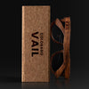 Vail Colorado Wood Sunglasses with custom engraving. Custom Vail Colorado Gifts For Men - Sustainable Vail Colorado eco friendly products - Personalized Vail Colorado Birthday Gifts - Unique Vail Colorado travel Souvenirs and gift shops. Vail Colorado Wayfarer Eyewear and Shades wiith Box