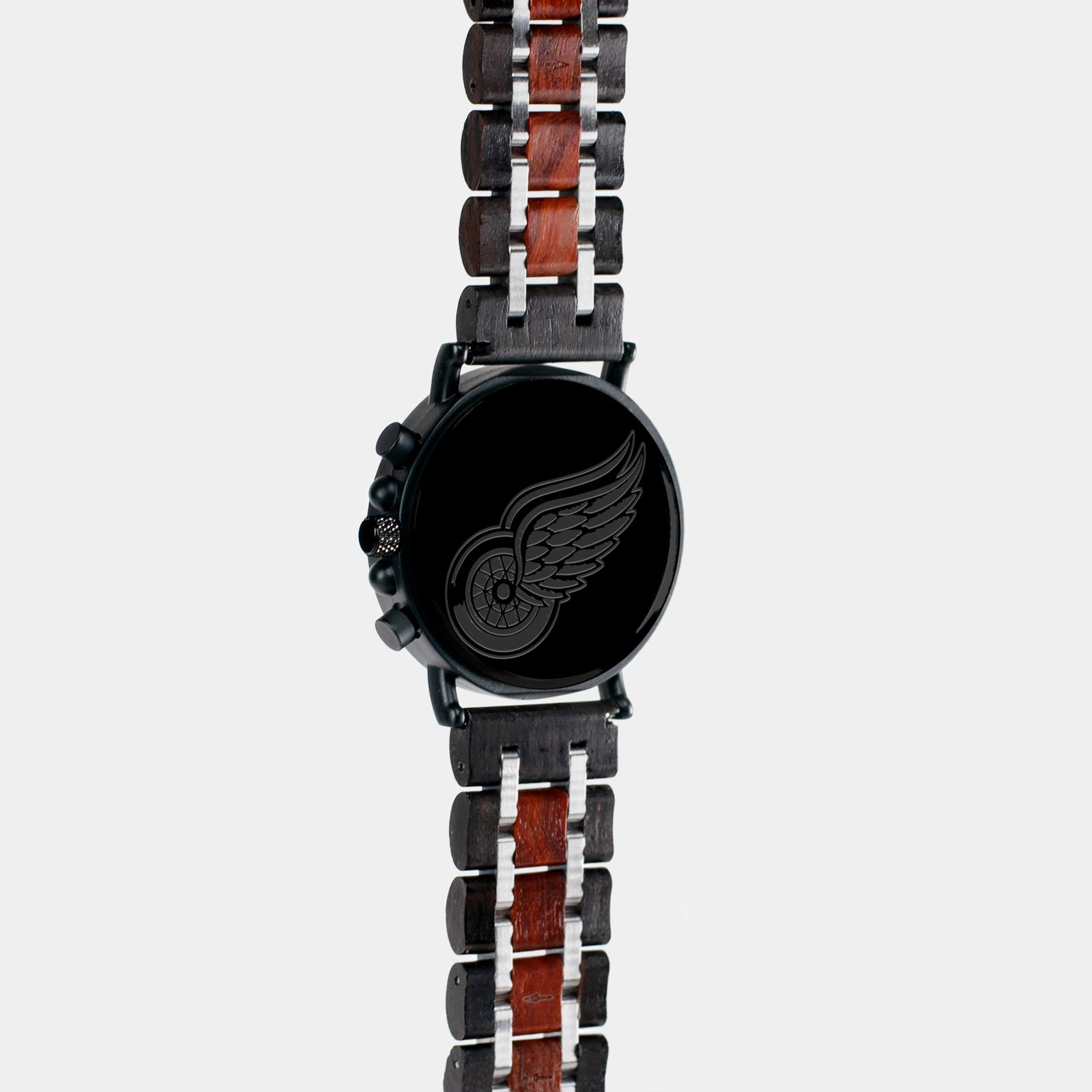 Best Detroit Red Wings Mahogany And Walnut Wood Chronograph Watch - Engraved In Nature