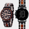 Detroit Tigers Mens Wrist Watch - Personalized Detroit Tigers Mens Watches - Custom Gifts For Him, Birthday Gifts, Gift For Dad - Best 2022 Detroit Tigers Christmas Gifts - Black 45mm MLB Wood Watch - By Engraved In Nature