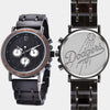 Los Angeles Dodgers Mens Wrist Watch - Personalized Los Angeles Dodgers Mens Watches - Custom Gifts For Him, Birthday Gifts, Gift For Dad - Best 2022 Los Angeles Dodgers Christmas Gifts - Black 45mm MLB Wood Watch - By Engraved In Nature
