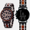 Los Angeles Dodgers Classic Mens Wrist Watch - Personalized Los Angeles Dodgers Classic Mens Watches - Custom Gifts For Him, Birthday Gifts, Gift For Dad - Best 2022 Los Angeles Dodgers Classic Christmas Gifts - Black 45mm MLB Wood Watch - By Engraved In Nature