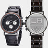 Los Angeles Kings Mens Wrist Watch  - Personalized Los Angeles Kings Mens Watches - Custom Gifts For Him, Birthday Gifts, Gift For Dad - Best 2022 Los Angeles Kings Christmas Gifts - Black 45mm NHL Wood Watch - By Engraved In Nature