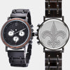 New Orleans Saints Mens Wrist Watch - Personalized New Orleans Saints Mens Watches - Custom Gifts For Him, Birthday Gifts, Gift For Dad - Best 2022 New Orleans Saints Christmas Gifts - Black 45mm NFL Wood Watch - By Engraved In Nature