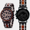 New York Mets Mens Wrist Watch - Personalized New York Mets Mens Watches - Custom Gifts For Him, Birthday Gifts, Gift For Dad - Best 2022 New York Mets Christmas Gifts - Black 45mm MLB Wood Watch - By Engraved In Nature